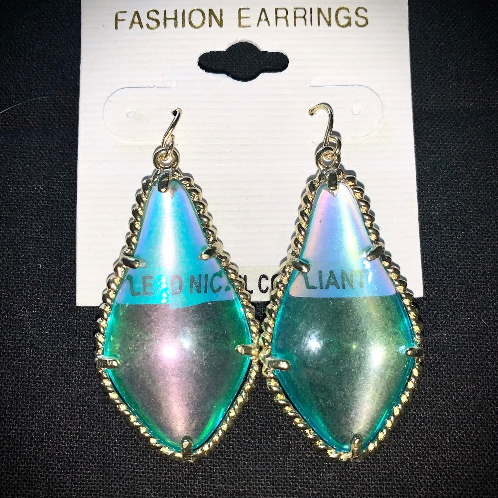 Iridescent Turquoise Drop Earrings